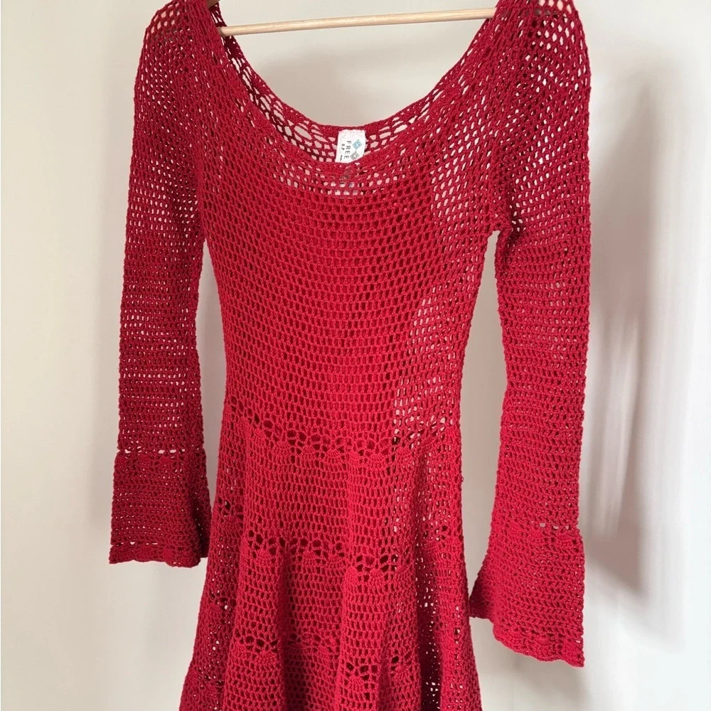 Free People Red Crochet Dress size small